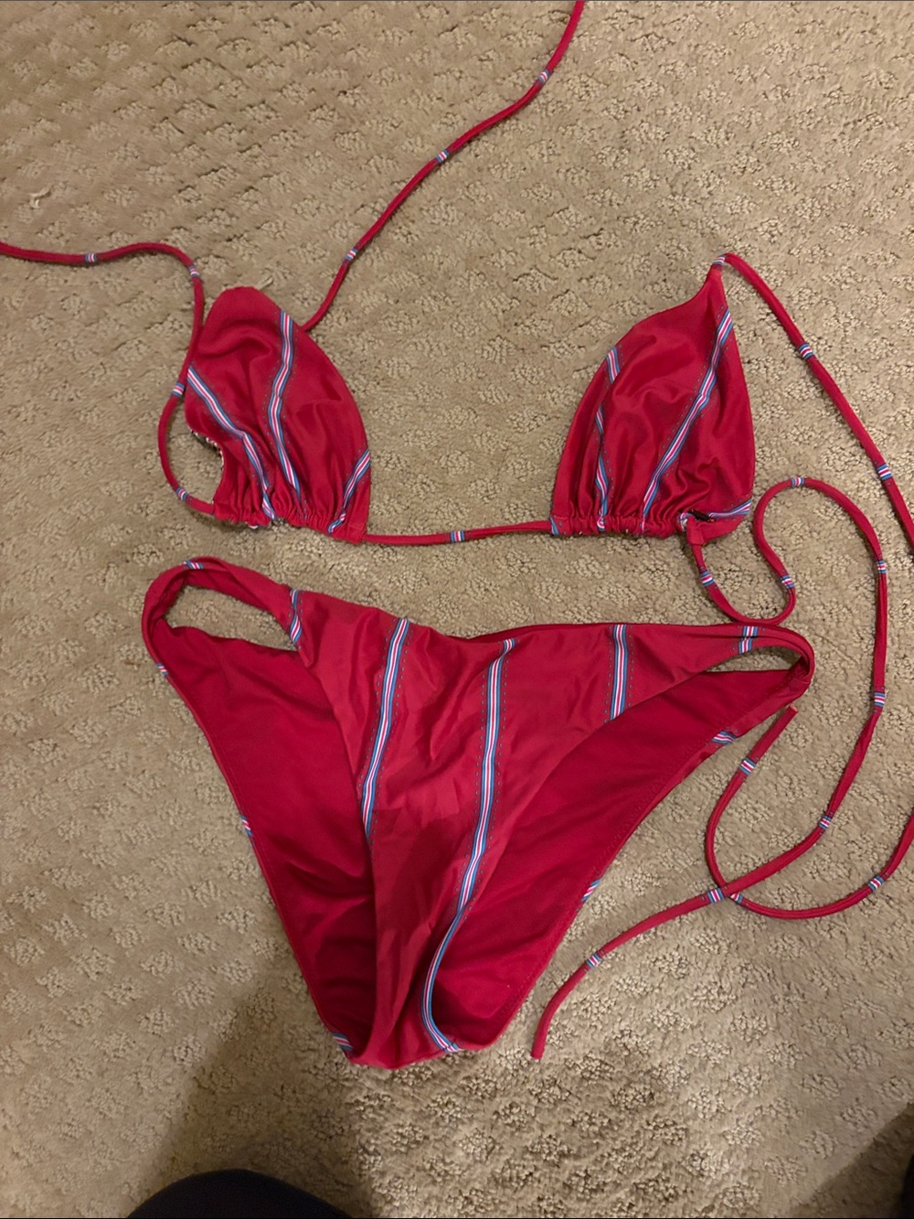 Billabong Red Striped Triangle Bikini